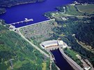 VD Dale�ice, leteck� pohled na hr�z, vtokov� objekt a p�e�erp�vac� vodn�...
