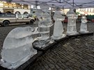 Ledové sochy na Horním náměstí v Olomouci jako součást masopustu.