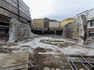 Poslední zbytky budovy Transgasu na Vinohradské tíd v Praze. (13. února 2020)