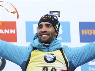 Martin Fourcade na nejvyšším stupni po vytrvalostním závodě na MS v Anterselvě.