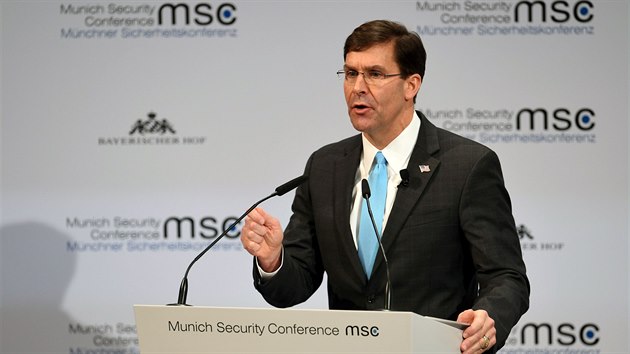 Americk ministr obrany Mark Esper na Mnichovsk bezpenostn konferenci v Nmecku (15. nora 2020)