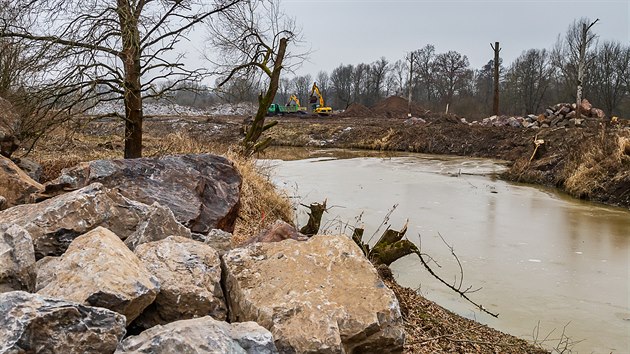 Vodohospodáři vrátí tok Orlice do slepého ramena Jordánu poblíž Petrovic (22. 1. 2020).