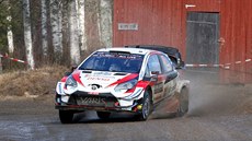 Elfyn Evans na trati �védské rallye.