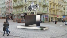 Tak by vypadala socha Karla IV. na karlovarské křižovatce ulic TGM a Zeyerova.