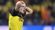 Mladá hvězda Erling Haaland (Dortmund) lituje neproměněné šance v utkání proti...