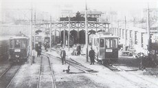 Vozovna v Praské ulici v roce 1900