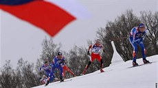 MS Lyování Liberec 2009 - Závod na 50 km volnou technikou. Jií Magál a Martin...