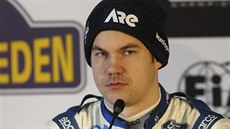 SebaTeemu Suninen na tiskové konferenci p�i �védské rallye.