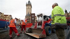 Zahájení prací na stavb Mariánského sloupu na Staromstském námstí. (17....