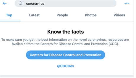 Twitter pi vyhledvn slova "coronavirus" nabz v USA odkaz na tamn stav...