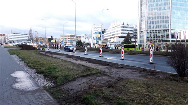 Provizorní autobusová zastávka na Pankráci?