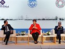 fka MMF Kristalina Georgievov (uprosted) na tiskov konferenci v marockm...