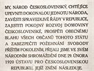 První strana eskoslovenské Ústavy, pijaté Národním shromádním 29. února...