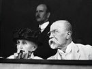 První eskoslovenský prezident Tomá Garrigue Masaryk a jeho manelka Charlotta...