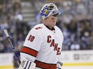 Náhradní gólman Caroliny David Ayres si odbyl debut v NHL pi utkání s Torontem.