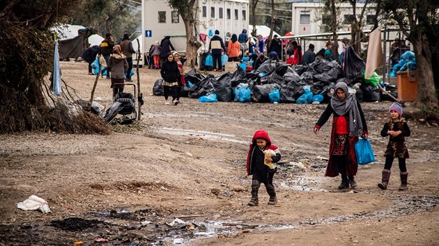 Uprchlick tbor Moria na eckm ostrov Lesbos (21. nora 2020)