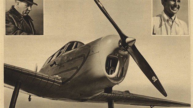 Rekordní Tatra T.101 s piloty Ambrušem (vpravo) a Matěnou (magazín Pestrý týden)