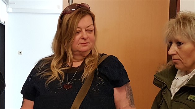 Romana Frieselov� p�ed rozhodnut�m odvolac�ho sen�tu na chodb� Krajsk�ho soudu v �st� nad Labem.