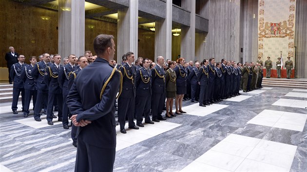 Příslušníci armády nastoupili 28. února 2020 v Národním památníku na pražském Vítkově po návratu ze zahraničních operací v Estonsku a Iráku.
