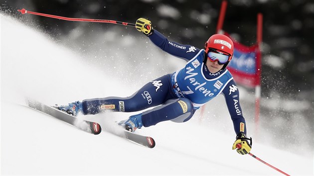 Italská lyžařka Federica Brignoneová na trati super-G v La Thuile