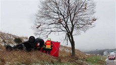 Smrtelná nehoda na dálnici D4 nedaleko sjezdu na Mníek pod Brdy (29. února...