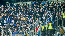 Fanoušci Baníku Ostrava během ligového utkání v Českých Budějovicích.