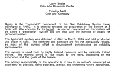 Larry Tesler popisuje fungování textového procesoru Gypsy (Ginn Typescript...