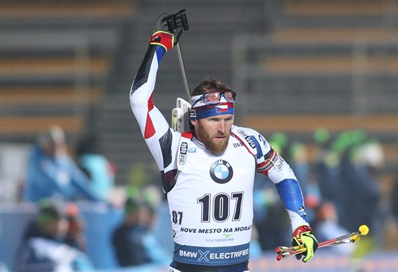 Michal Šlesingr během sprintu Světového poháru v Novém Městě.