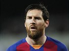 Barcelonský kapitán Lionel Messi bhem utkání proti Realu Madrid.