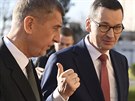 Premiér Andrej Babi vítá polského pedsedu vlády Mateusze Morawieckého ped...