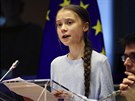 védská aktivistka Greta Thunbergová na zasedání Evropské komise (4. bezna...