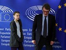 Greta Thunbergová a pedseda europarlamentu David Sassoli (4. bezna 2020)