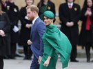 Princ Harry a vévodkyn Meghan pi píchodu do Westminsterského opatství...