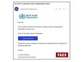 Návnada Web, který se „tváří“ jako stránka Světové zdravotnické organizace.