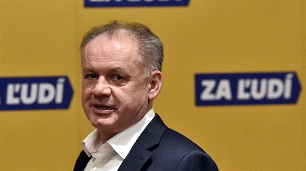 Slovensk exprezident Andrej Kiska na tiskov konferenci (1. bezna 2020)