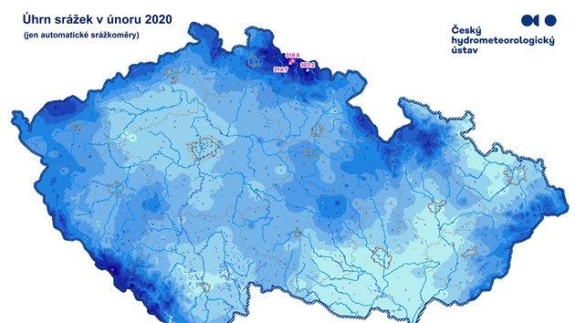 Ti stanice v Krkonoch namily pes 300 mm srek za nor 2020. Mapa je vytvoena z operativnch nezvalidovanch dat.