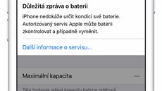 Apple iPhone stav baterie a ízení výkonu