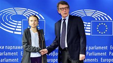 Ekologická aktivistka Greta Thunbergová s pedsedou Evropského parlamentu...