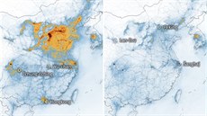 Srovnání koncentrace oxidu dusiitého v atmosfée v Ín v lednu a v únoru 2020