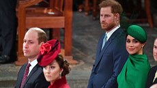 Princ William, vévodkyně Kate, princ Harry a vévodkyně Meghan na bohoslužbě ve...