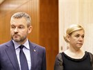 Slovenský premiér Peter Pellegrini a ministryn vnitra Denisa Saková (11....