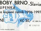 Vstupenka na legendární zápas Boby Brno s pražskou Slavií, na který dorazilo 44...