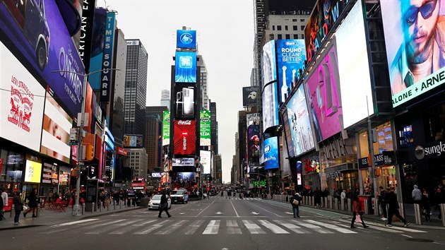 Vyprzdnn Times Square v New Yorku (12. bezna 2020)