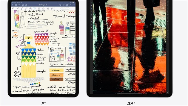 Porovnání velikostí tabletu iPad Pro ve verzi pro rok 2020