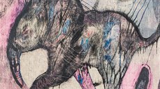 How to Be an Elephant I, 2019, 20x20cm, kombinovaná technika na...