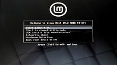 Úvodní obrazovka instalace Linux Mint