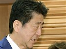 Japonský premiér inzó Abe (uprosted), vlevo ministr pro olympiádu Seiko...