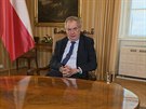 Prezident Milo Zeman 19. bezna 2020 na TV Prima vystoupil k aktuální situaci,...