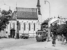 Tramvaje ve 30. letech zajdly ze Senovnho na nmst Pemysla Otakara II....