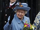 Královna Alžběta II. při odchodu z Westminsterského opatství (Londýn, 9. března...